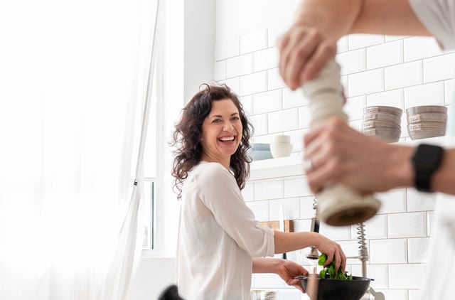 Mum having fun with kids inside