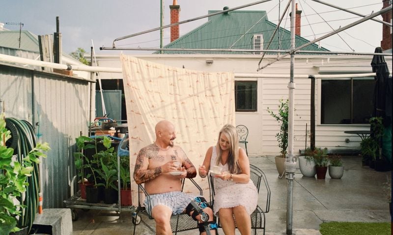 GMHBA members in backyard